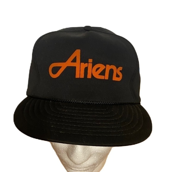 Vintage Ariens SnapBack Trucker Hat Snow Blower Mesh Puffy 80s 90s Orange Black - Picture 1 of 13